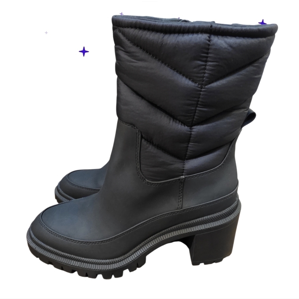 Womens Winter Snow Boots Waterproof Size 8.5 Chunky lug sole Quilted Side Zip